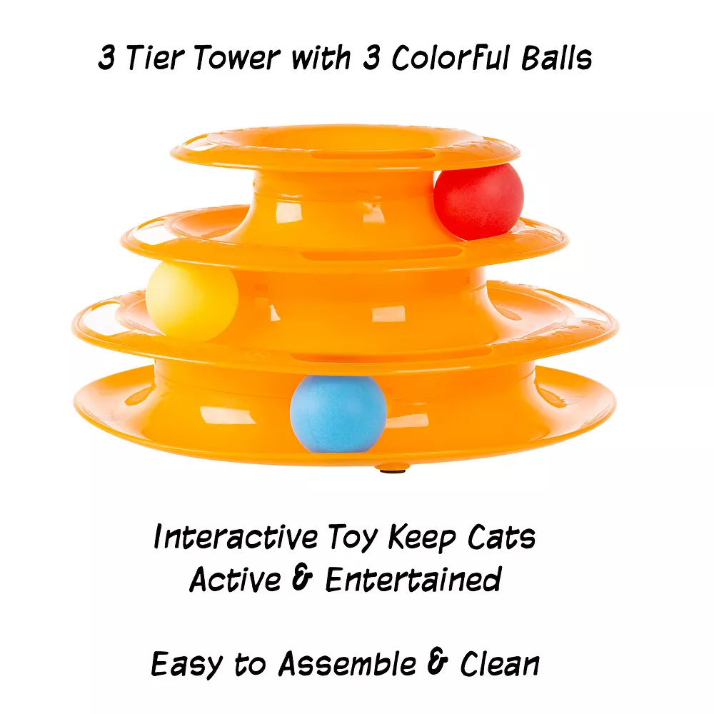 PetMaker Interactive Cat Toy Ball Tower - 3 Tier Round Track 5 PetMaker Interactive Cat Toy Ball Tower - 3 Tier Round Track - Image 3