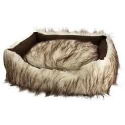 Duke And Darling Faux Fur White Pet Bed, Machine Washable, Slip Resistant, Safe Materials, Removable Cushion, Ultra Comfort - Ivory