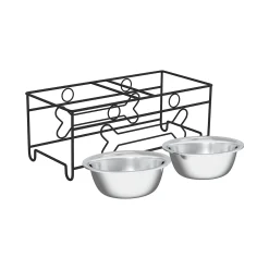 PetMaker Pet Pal Raised Stainless Steel Food & Water Bowls With Decorative Stand