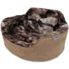 Precious Tails Faux Fur Pet Bed With Plush Bone Pillow 1 Precious Tails Faux Fur Pet Bed With Plush Bone Pillow -PetPals Group shop 5005416 Brown