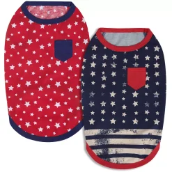 Blueberry Pet Stars & Stripes Dog T-Shirts 2-Pack -PetPals Group shop 5016151 ALT