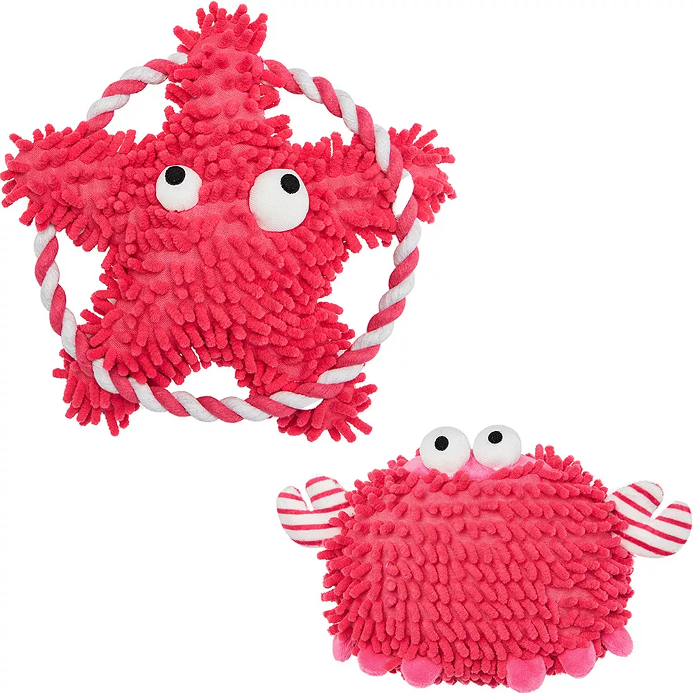 Blueberry Pet Squeaky Crab & Sea Star Dog Toy Set 3 Blueberry Pet Squeaky Crab & Sea Star Dog Toy Set