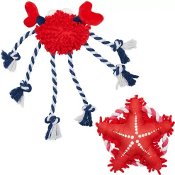 Blueberry Pet Crab & Sea Star Dog Toy Set -PetPals Group shop 5016782 ALT