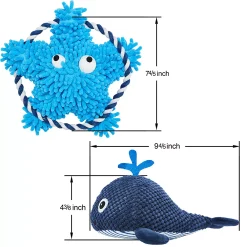 Blueberry Pet Squeaky Whale & Sea Star Dog Toy Set -PetPals Group shop 5016783 ALT2