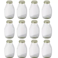 Little Giant 16-Ounce Beekeeping Honey Skep Jar With Airtight Lid, 12-Pack