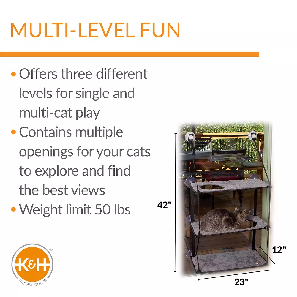 K And H Pet Products K&H Pet EZ Mount Triple Stack Cat Window Bed 4 K And H Pet Products K&H Pet EZ Mount Triple Stack Cat Window Bed - Image 2