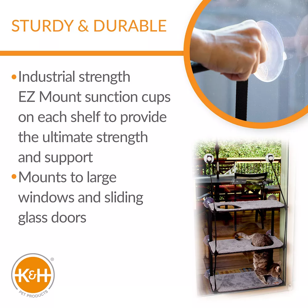 K And H Pet Products K&H Pet EZ Mount Triple Stack Cat Window Bed 5 K And H Pet Products K&H Pet EZ Mount Triple Stack Cat Window Bed - Image 3