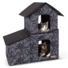 K And H Pet Products K&H Pet Outdoor Two-Story Kitty House With Dining Room -PetPals Group shop 5207796 Gray Leaf