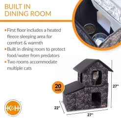 K And H Pet Products K&H Pet Outdoor Heated Two-Story Kitty House With Dining Room -PetPals Group shop 5207799 ALT