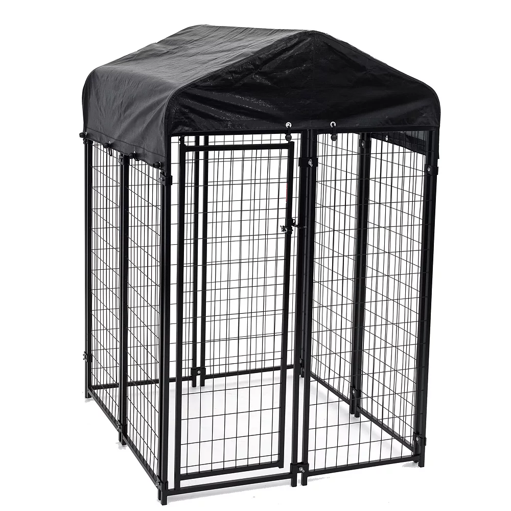 Lucky Dog 4' X 4' X 6' Uptown Welded Wire Outdoor Dog Kennel W/ Waterproof Cover 3 Lucky Dog 4' X 4' X 6' Uptown Welded Wire Outdoor Dog Kennel W/ Waterproof Cover