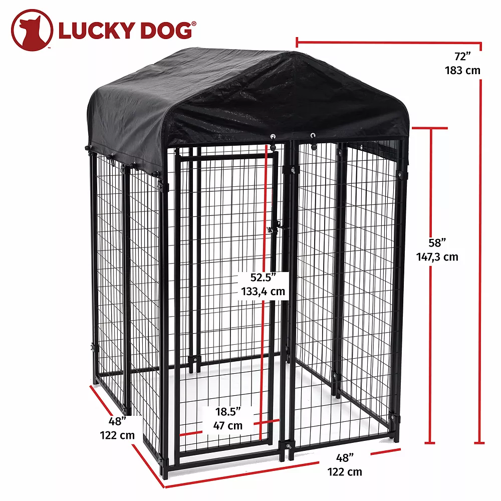 Lucky Dog 4' X 4' X 6' Uptown Welded Wire Outdoor Dog Kennel W/ Waterproof Cover 4 Lucky Dog 4' X 4' X 6' Uptown Welded Wire Outdoor Dog Kennel W/ Waterproof Cover - Image 2