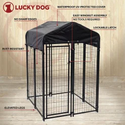 Lucky Dog 4' X 4' X 6' Uptown Welded Wire Outdoor Dog Kennel W/ Waterproof Cover 8 Lucky Dog 4' X 4' X 6' Uptown Welded Wire Outdoor Dog Kennel W/ Waterproof Cover -PetPals Group shop 5226005 ALT2