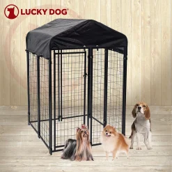 Lucky Dog 4' X 4' X 6' Uptown Welded Wire Outdoor Dog Kennel W/ Waterproof Cover 9 Lucky Dog 4' X 4' X 6' Uptown Welded Wire Outdoor Dog Kennel W/ Waterproof Cover -PetPals Group shop 5226005 ALT3