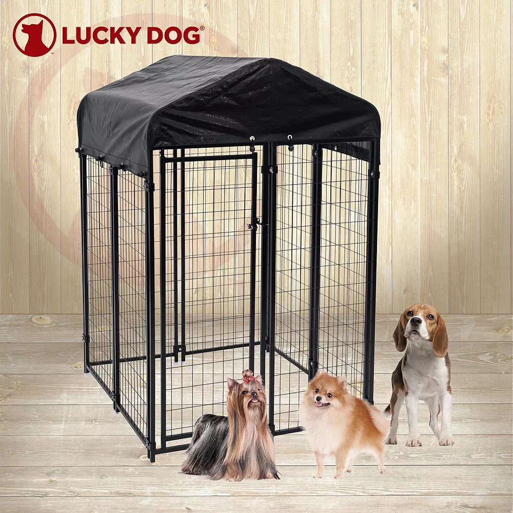 Lucky Dog 4' X 4' X 6' Uptown Welded Wire Outdoor Dog Kennel W/ Waterproof Cover 6 Lucky Dog 4' X 4' X 6' Uptown Welded Wire Outdoor Dog Kennel W/ Waterproof Cover - Image 4