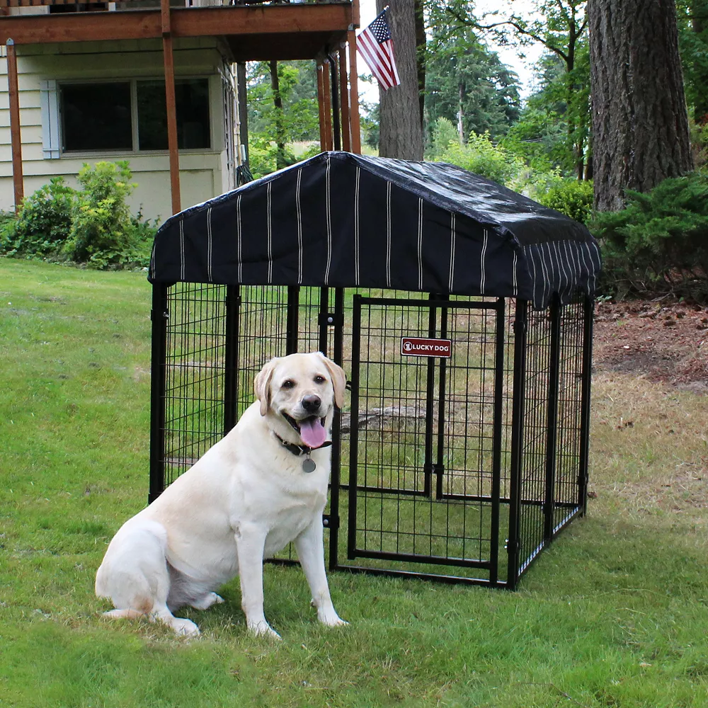 Lucky Dog 4' X 4' X 4.5' Uptown Welded Wire Dog Kennel W/ Waterproof Cover 4 Lucky Dog 4' X 4' X 4.5' Uptown Welded Wire Dog Kennel W/ Waterproof Cover - Image 2