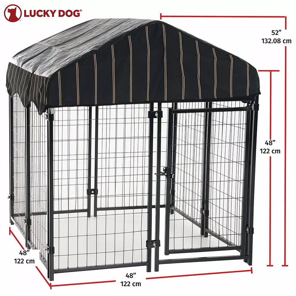 Lucky Dog 4' X 4' X 4.5' Uptown Welded Wire Dog Kennel W/ Waterproof Cover 5 Lucky Dog 4' X 4' X 4.5' Uptown Welded Wire Dog Kennel W/ Waterproof Cover - Image 3