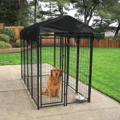 Lucky Dog Uptown Large Outdoor Covered Kennel Heavy Duty Dog Fence Pen, Black -PetPals Group shop 5244442 ALT2