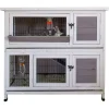 Be Mindful Indoor Outdoor Pet Bunny Hutch House Cage For Rabbits And Guinea Pigs, White 2 Be Mindful Indoor Outdoor Pet Bunny Hutch House Cage For Rabbits And Guinea Pigs, White -PetPals Group shop 5272627