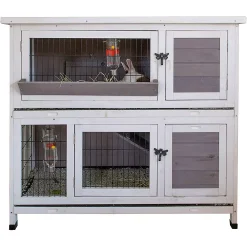Be Mindful Indoor Outdoor Pet Bunny Hutch House Cage For Rabbits And Guinea Pigs, White