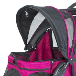 PETIQUE Durable Folding Pet Stroller With Mesh Sides For Dogs & Cats, Razzberry 9 PETIQUE Durable Folding Pet Stroller With Mesh Sides For Dogs & Cats, Razzberry -PetPals Group shop 5420238 ALT3