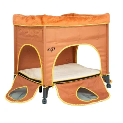 Petique Bedside Lounge Portable 2 Level Pet Bed For Dogs And Cats, Lion's Den