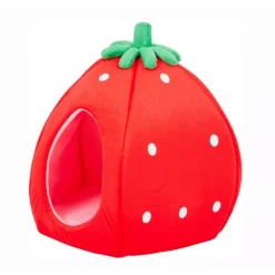 YML Strawberry Pet Bed House, Small, Red