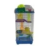 YML 3 Level Clear Plastic Dwarf Hamster, Mice Cage With Ball On Top, Blue -PetPals Group shop 5672576