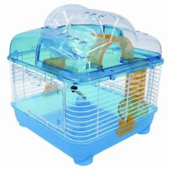 YML H1010 Clear Plastic Dwarf Hamster, Mice Cage With Ball On Top, Blue