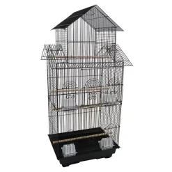 YML 6844 3/8" Bar Spacing Tall Pagoda Top Small Bird Cage - 18"x14" In Black