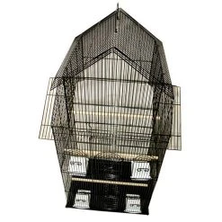 YML 6844 3/8" Bar Spacing Tall Pagoda Top Small Bird Cage - 18"x14" In Black -PetPals Group shop 5672788 ALT2