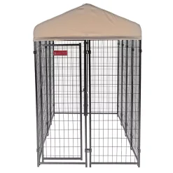 Lucky Dog STAY Series 4 X 8 X 6 Foot Roofed Steel Frame Villa Dog Kennel, Khaki