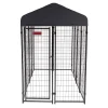 Lucky Dog STAY Series 4 X 8 X 6 Foot Roofed Steel Frame Villa Dog Kennel, Gray -PetPals Group shop 5738349