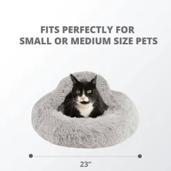 Madison Park Luna Plush Faux Fur Hooded Round Pet Bed -PetPals Group shop 5855992 ALT2