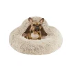 Madison Park Luna Plush Faux Fur Hooded Round Pet Bed