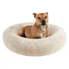 Madison Park Serena Plush Faux Fur & Memory Foam Base Oval Pet Bed -PetPals Group shop 5855994 Tan