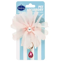 Blueberry Pet Flower & Pink Teardrop Charm Dog Collar Accessory Set