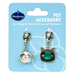 Blueberry Pet Pearl & Kitty Charm Cat Collar Accessory Set