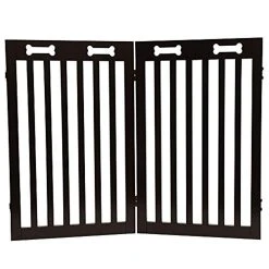 Arf Pets Free Standing Wood Retractable Dog Gate With Walk Through House Door For Pet And Baby