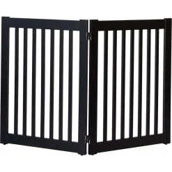 Arf Pets Free Standing Wood Retractable Dog Gate With Walk Through House Door For Pet And Baby -PetPals Group shop 5890364 ALT3