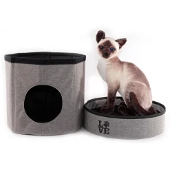 Precious Tails Home Base Circular 2-Tier Collapsible Cat Cave -PetPals Group shop 5984932 ALT