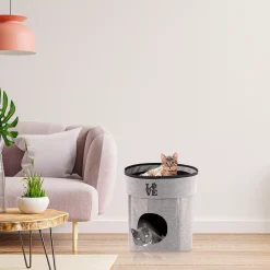 Precious Tails Home Base Circular 2-Tier Collapsible Cat Cave -PetPals Group shop 5984932 ALT4