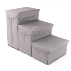 Precious Tails Padded 3-Step Pet Storage Foldable Dog & Cat Stairs