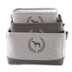 Precious Tails Dog Crest Print Linen Storage Bin Set 9 Precious Tails Dog Crest Print Linen Storage Bin Set -PetPals Group shop 5984940 ALT2