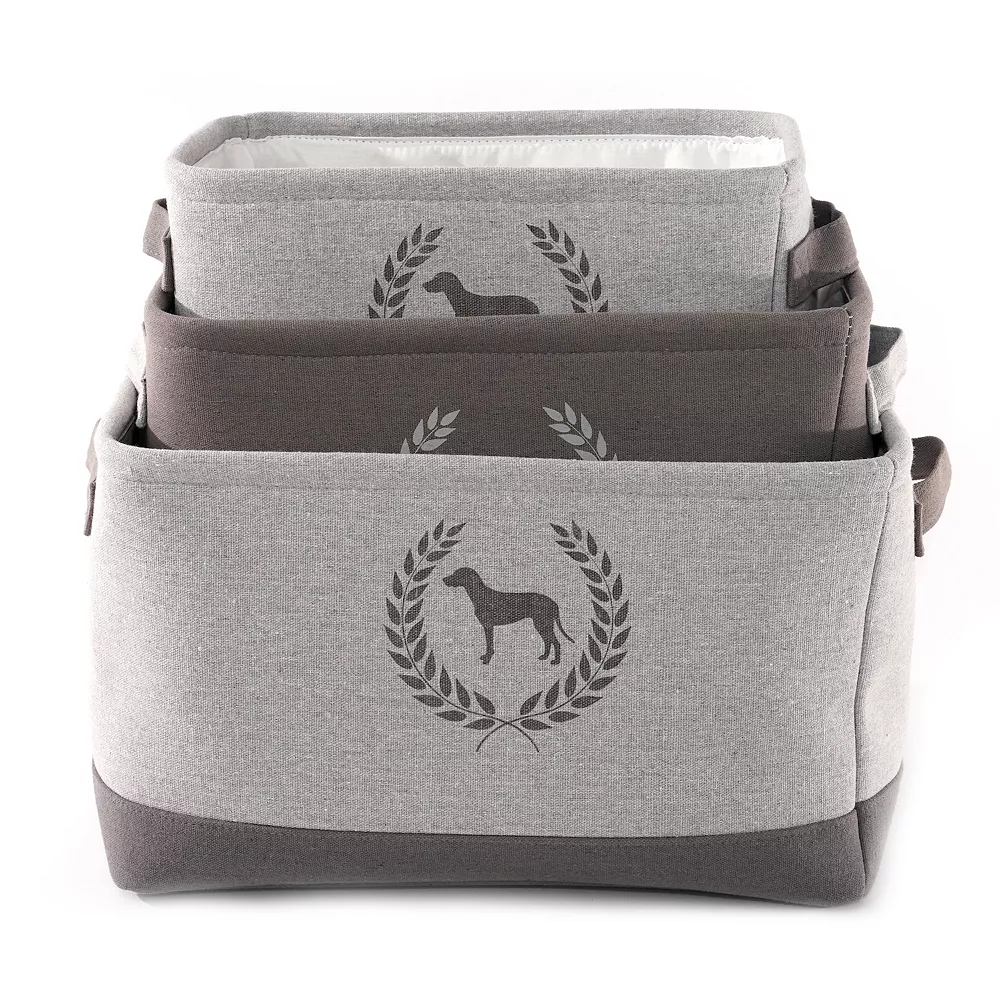 Precious Tails Dog Crest Print Linen Storage Bin Set 5 Precious Tails Dog Crest Print Linen Storage Bin Set - Image 3