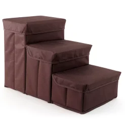 Precious Tails Padded 3-Step Foldable Dog & Cat Stairs With Storage