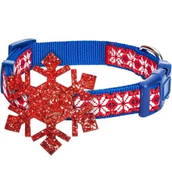 Blueberry Pet Christmas Snowflakes Dog Collar -PetPals Group shop 5985963 ALT