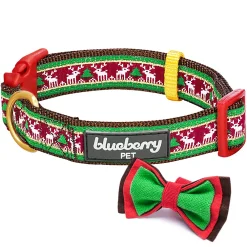 Blueberry Pet Christmas Reindeer Bow Tie Dog Collar -PetPals Group shop 5985967 ALT2