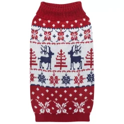 Blueberry Pet Christmas Reindeer Dog Jacquard Sweater In Tango Red -PetPals Group shop 5985979 ALT2