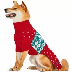 Blueberry Pet Christmas Tree Dog Jacquard Sweater In Festive Red