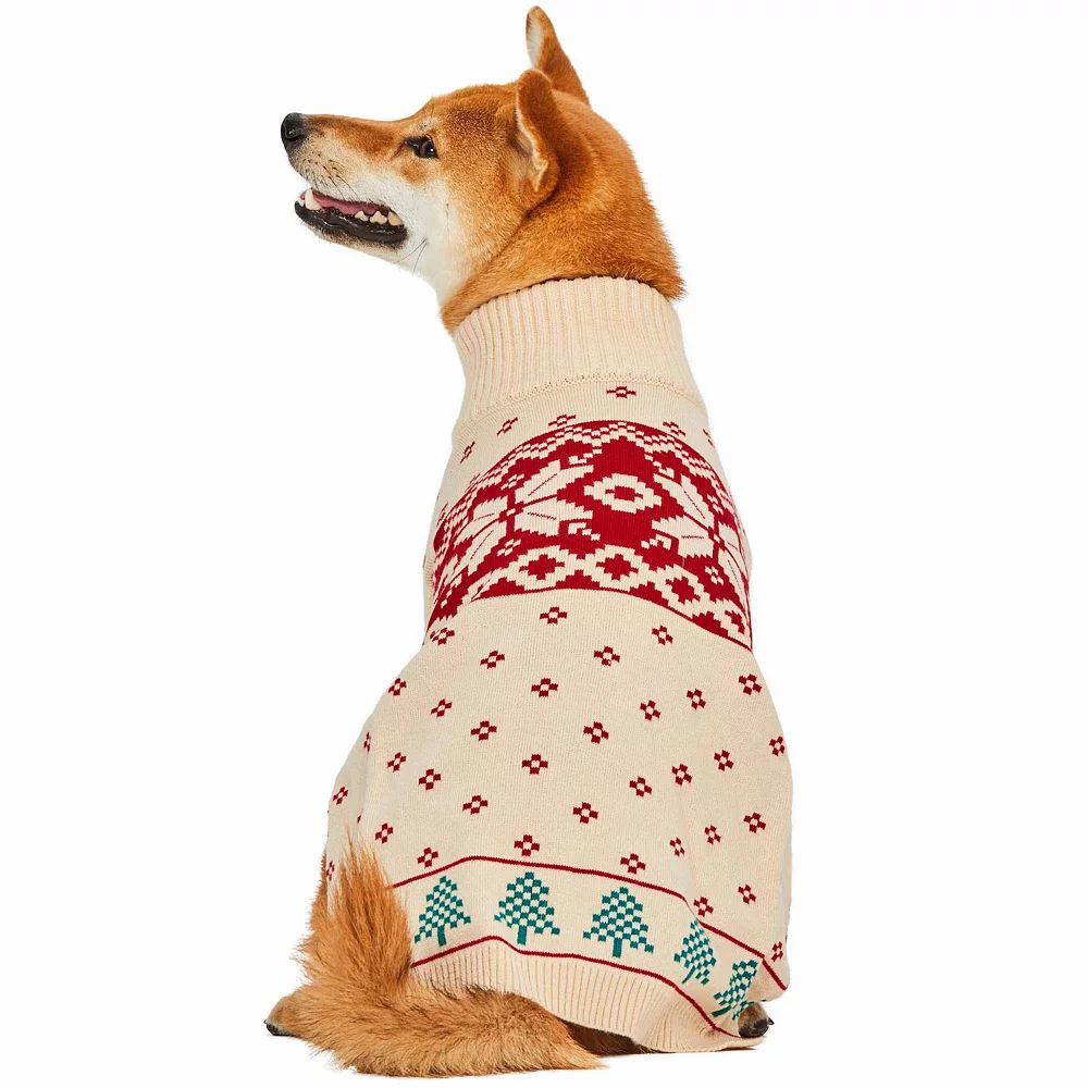 Blueberry Pet Christmas Tree Dog Jacquard Sweater In Cream 4 Blueberry Pet Christmas Tree Dog Jacquard Sweater In Cream - Image 2